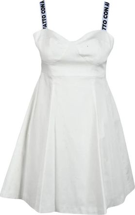 Giulia N. White Sweetheart Cotton-Blend Mini Dress