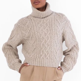 Polo Ralph Lauren Aran Knit Merino Wool Turtleneck, Size Medium