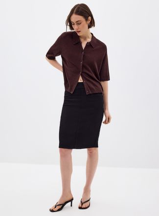 Contemporaine Womens Stretch denim slim-fit skirt