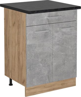 Vicco Mueble Bajo De Cocina R-line, Hormig&oacute;n, 60 Cm Con Caj&oacute;n, Et Antracita