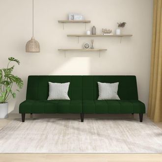 vidaXL Sof&aacute; Cama De 2 Plazas Terciopelo Verde Oscuro Vidaxl