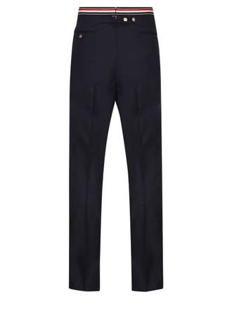 Thom Browne Wool With Hidden Closure Trousers - Blue