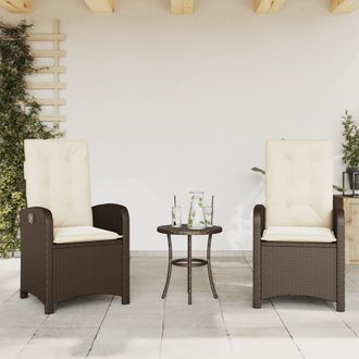 vidaXL Vidaxl - Sillones Reclinables Jard&iacute;n Con Cojines Marrones 2 Uds Rat&aacute;n Pe