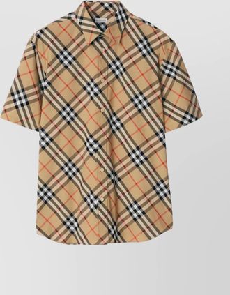 Burberry cotton check shirt curved hem