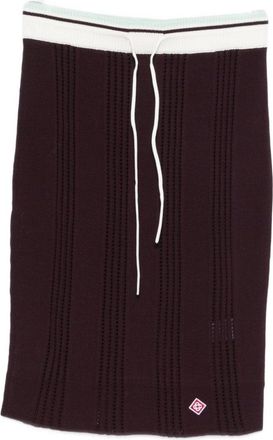 Casablanca Knee-Length Fitted Skirt With Vertical Open-Knit Stripes