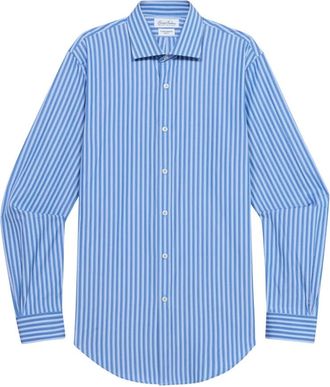 Brooks Brothers Slim Fit Poplin Overhemd met London Kraag - Heren - Zakelijke Overhemden - Blauw - S - Katoen - Overhemden