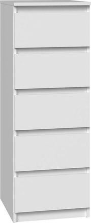 Hucoco Venice - C&oacute;moda Alta De 5 Cajones Para Dormitorio U Despacho - 45x40x111cm - Mueble De Almacenamiento - Acabado Blanco Mate