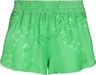Stella McCartney Shorts met elastische tailleband - Dames - Bermuda - Groen - S - Korte Broeken