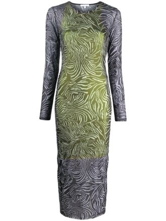 Patrizia Pepe graphic-print tulle dress - women - Elastane/Polyester - 0 - Black