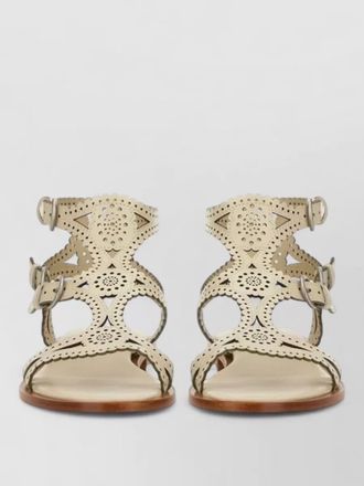 Ash sandalwood ankle strap flat sole sandals
