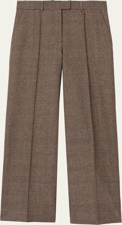 Burberry Rozalyn Check Pintuck Straight-Leg Trousers