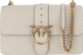 Pinko White Love One Classic Leather Shoulder Bag