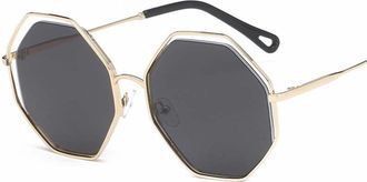 Generic Polygonal Retro Large Frame Sunglasses for Men and For Women, Holiday Sunshade Glasses (Color : D, Size : Medium)