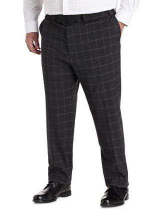 Tallia Orange Big & Tall Windowpane Suit Pants in Black at Nordstrom, Size 42 X 32