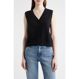 Mavi Button Front Cotton Sweater Vest in Black at Nordstrom, Size X-Large