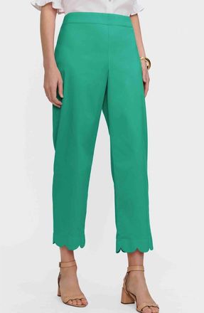 Foxcroft Elaine Scallop Hem Cotton Blend Crop Pants in Kelly Green at Nordstrom, Size Medium
