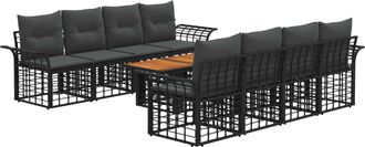 vidaXL Conjunto De Sof&aacute;s De Jard&iacute;n 9 Uds. Negro Y Gris Oscuro Vidaxl