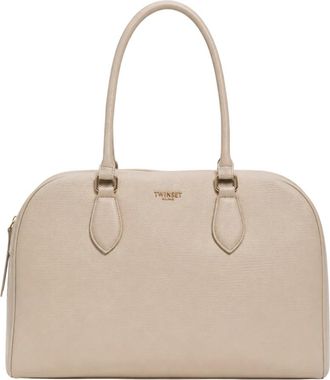 Twinset Tassen, Dames, Beige, ONE Size, Polyester, Grained Gestructureerde Shopper