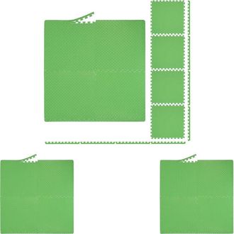 Relaxdays Relaxdays - Floor Mat, 16 Protective Mats For Sports & Fitness Equipment, Bordered, eva, Surface 6 m&sup2;, WxD 60x60 cm, Green