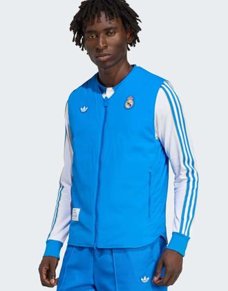 adidas Originals Real Madrid Terrace Icons - Gilet color blu bird/bianco
