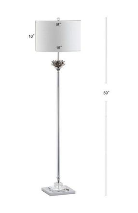 Jonathan Y Designs Amelia Crystal / Metal LED Floor Lamp in Smoke Gray/chrome at Nordstrom