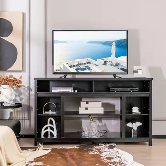 Costway Costway Fireplace TV Stand Media Console Table w/ Adjustable Shelf for TVs up to 65 in Black