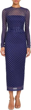 Amanda Uprichard Zoey Dress In Navy Polka Dot
