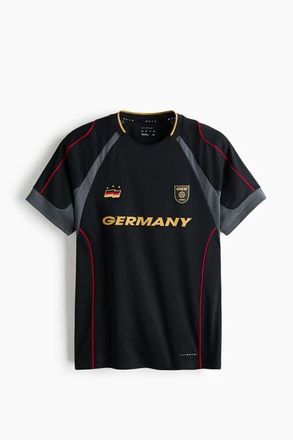 H&M Regular Fit Printed Football Shirt With Drymove in Black/germany at Nordstrom, Size Xx-Large