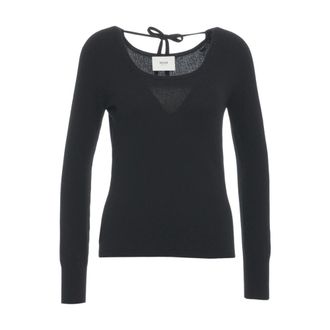 MVM Cashmere Knitwear, female, Black, Size: XS Cashmere Sweater with Lace Detail