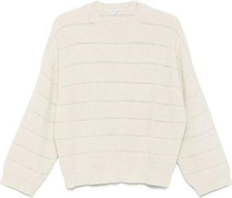 Brunello Cucinelli Truien & Vesten, Dames, Wit, S, Kasjmier, Luxe Kasjmier Breiwerk voor Vrouwen