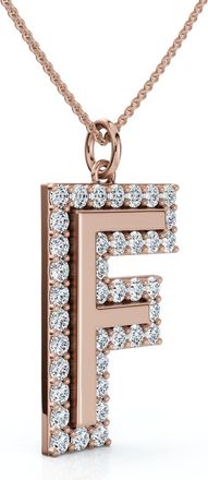 Pompeii3 F Initial Diamond Pendant 1 1/3Ct TW 1 Tall 14k Gold Womens Necklace Lab Grown