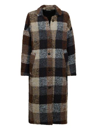 Hannes Roether check-pattern buttoned coat - Marrone