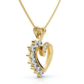 Pompeii3 Diamond Heart Pendant 1/4Ct 10k Gold Lab Grown