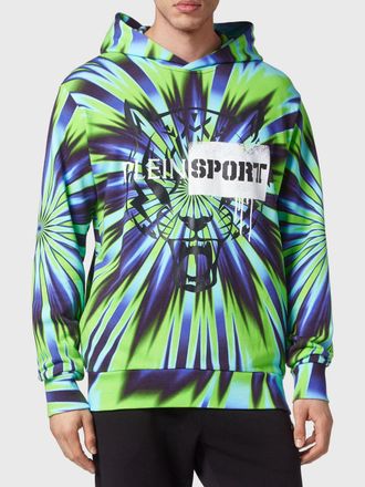 Plein Sport Felpa con cappuccio relaxed fit con stampa optical all-over