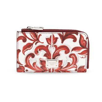 Dolce & Gabbana Wallets & Cardholders, male, Red, Size: ONE SIZE Majolica Print Calfskin Card Holder