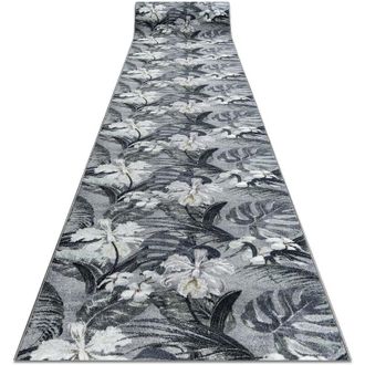 RugsX Rugsx - Alfombra De Pasillo Con Refuerzo De Goma Monstera Hojas, Gris 80 Cm Grey 80x500 Cm