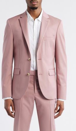 Open Edit Slim Fit Sharkskin Blazer in Pink Timber at Nordstrom, Size 46