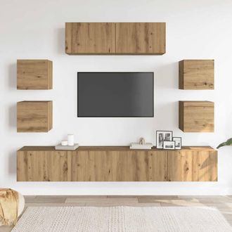 Berkfield Home Classic 7 Piece TV Cabinet Set Wall-mounted Artisan Oak Engineere
