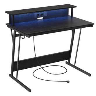 Vasagle Escritorio para juegos con luces led de color negro &eacute;bano