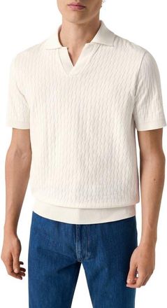 Eton Open Collar Jacquard Polo in Natural at Nordstrom, Size Xx-Large