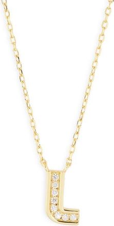Argento Vivo Cubic Zirconia Initial Pendant Necklace in Gold L at Nordstrom