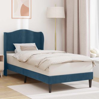 vidaXL Vidaxl Struttura Del Letto Con Testiera Blu 90 X 200 Cm Velluto