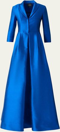 Akris Three-Quarter Sleeve Flared Long Silk Coat Dress