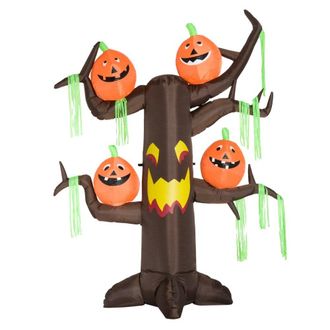 TJ Hughes Halloween Inflatable Pumpkin Ghost Tree with Lights 2.4m - TJ Hughes