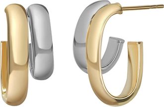 Bony Levy Two-Tone 14K Gold Hoop Earrings in 14K White/yellow Gold at Nordstrom