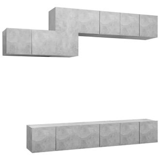 Berkfield Home 7 Piece TV Cabinet Set Concrete Grey Engineered Wood