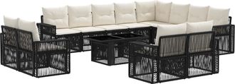 vidaXL Conjunto De Sof&aacute;s De Jard&iacute;n 13 Uds. Negro Y Blanco Crema Vidaxl