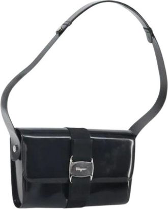 Ferragamo Pre-owned Shoulder Bags, female, Black, Size: ONE SIZE Pre-owned Leather Shoulder Bag