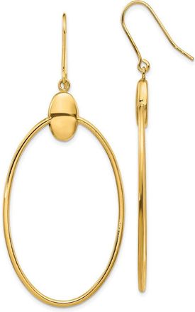 Diamond2Deal 14K Yellow Gold Oval Shape Drop Dangle Earrings