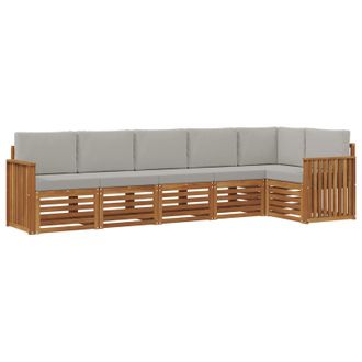 vidaXL Conjunto De Sof&aacute; Seccional Con Coj&iacute;n 6 Pcs Gris Natural Y Claro Vidaxl